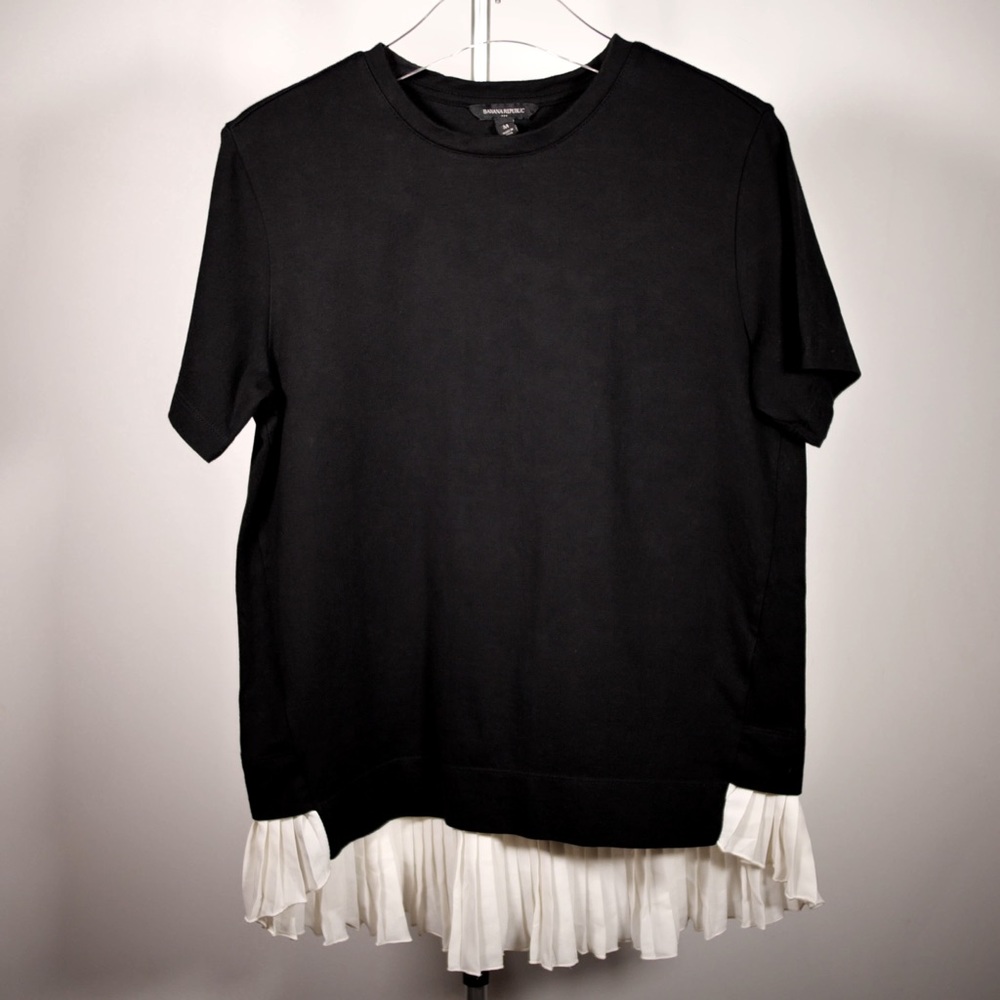 Banana Republic black tee with pleated fabric